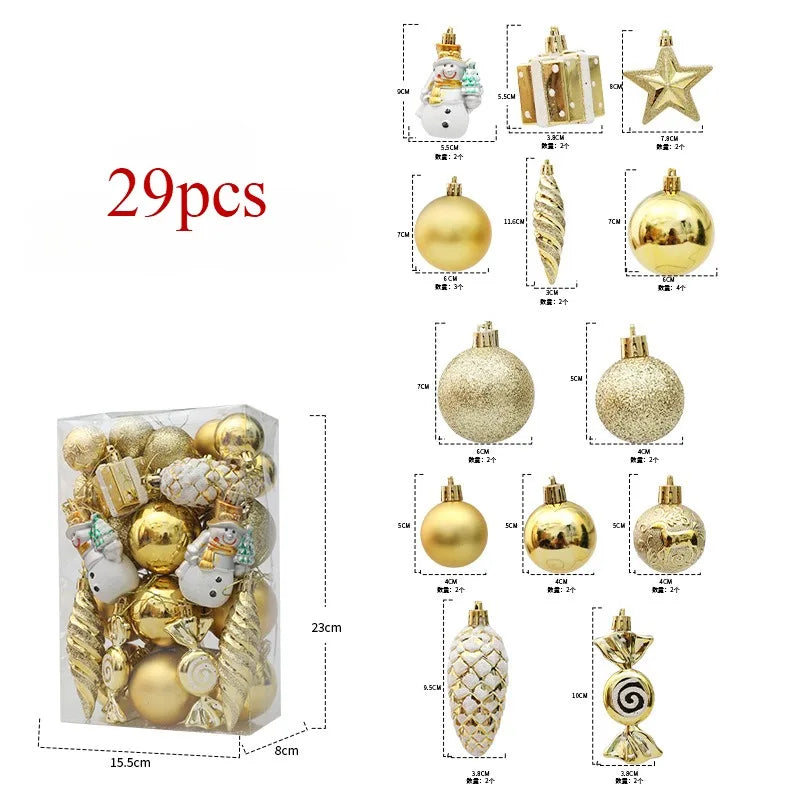 29/36/40pcs Christmas Ball Silver Red Christmas Tree Hanging Pendants Printed Special-shaped Gold Christmas Spheres 2024 New