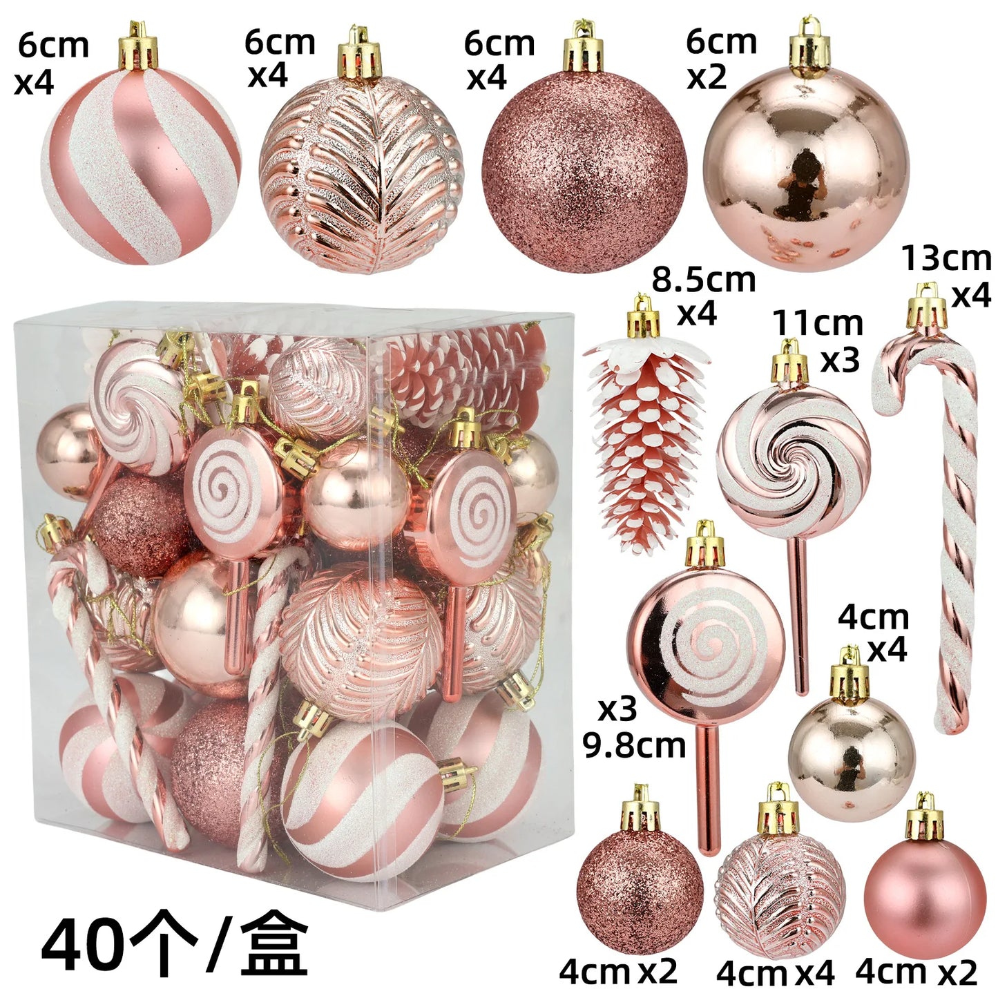29/36/40pcs Christmas Ball Silver Red Christmas Tree Hanging Pendants Printed Special-shaped Gold Christmas Spheres 2024 New