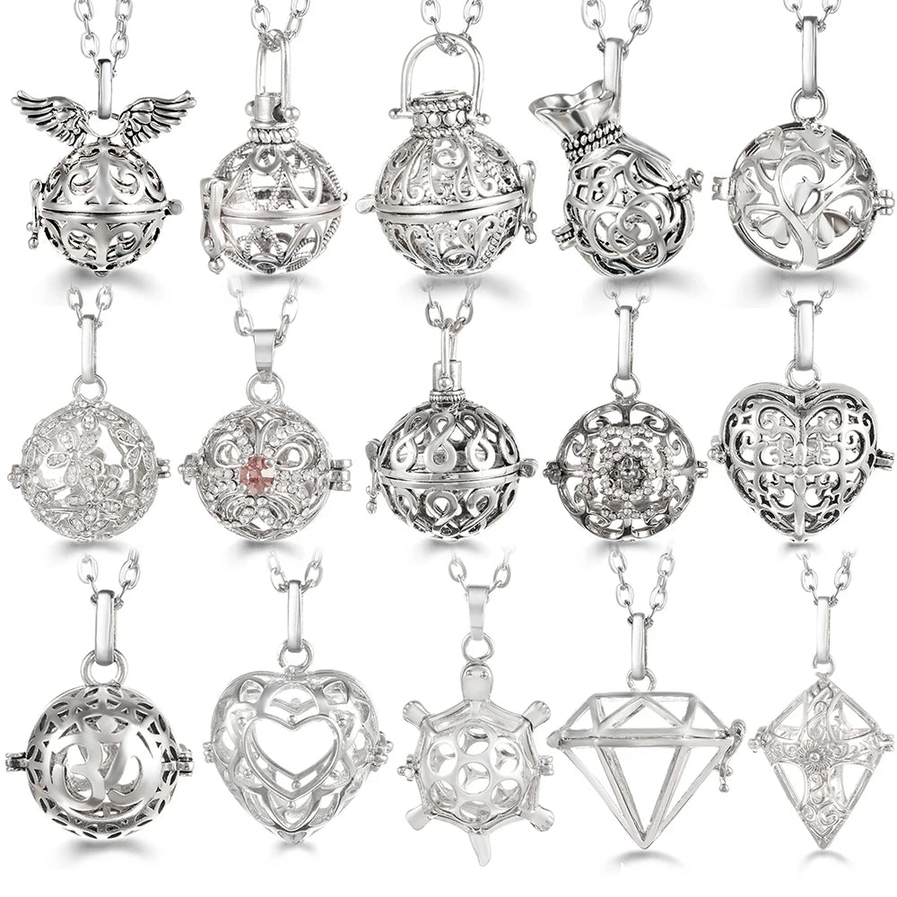 Russia Tradition Chime Exquisite Angel Wings Caller Necklace Essential Oil Diffuser Pregnant Woman Aromatherapy Pendant Jewelry