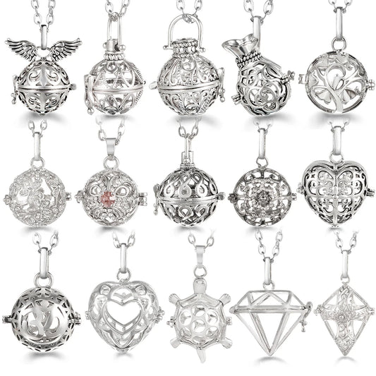 Russia Tradition Chime Exquisite Angel Wings Caller Necklace Essential Oil Diffuser Pregnant Woman Aromatherapy Pendant Jewelry