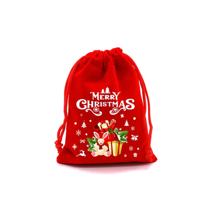 Christmas Velvet Bags 9x12cm 13x18cm Small Candy Gifts Bag Drawstring Pouch Xmas Decoration Favor Bracelet Jewelry Packaging Bag