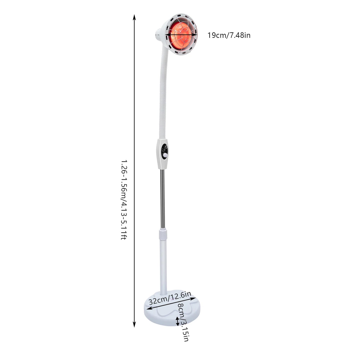 275W Adjustable Infrared Heat Lamp for Muscle&Joint Pain Relief, 360° Rotatable Infrared Therapeutic Light, 0-115℃ Temp Control