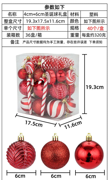 29/36/40pcs Christmas Ball Silver Red Christmas Tree Hanging Pendants Printed Special-shaped Gold Christmas Spheres 2024 New