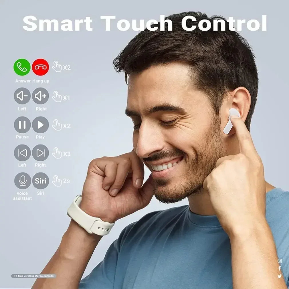 TWS Wireless Earphones T2 Bluetooth 5.1 Headset ENC Sports Headphones LED Digital Display Stereo Sound Earbuds BT30