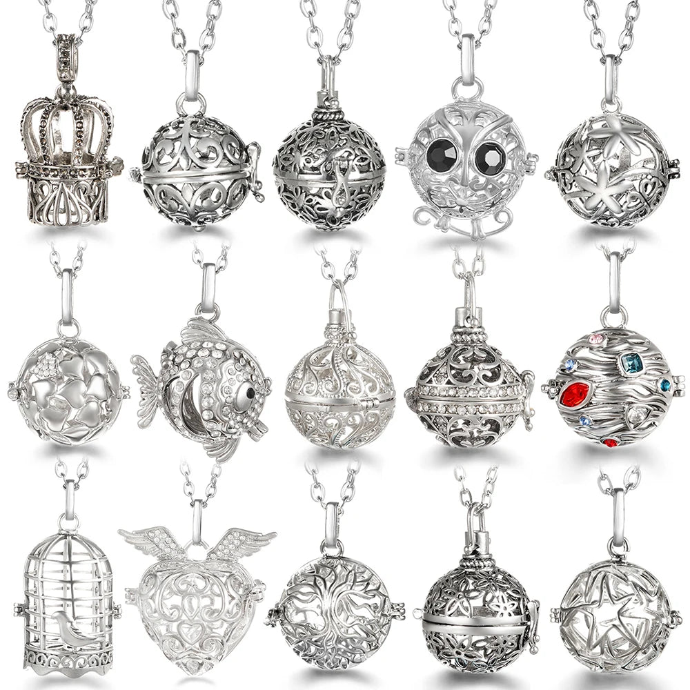 Russia Tradition Chime Exquisite Angel Wings Caller Necklace Essential Oil Diffuser Pregnant Woman Aromatherapy Pendant Jewelry