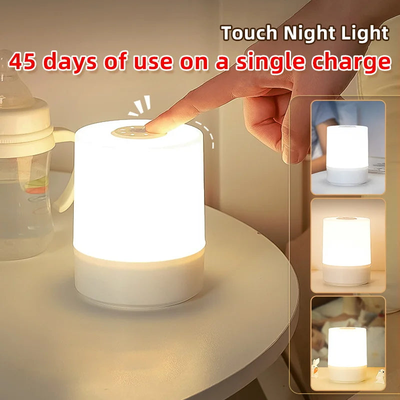 Night Lamp USB LED Table With Switch Rechargeable Three Colors Lights For Kitchen Hallway Closet Bedroom Home Touch Night Light