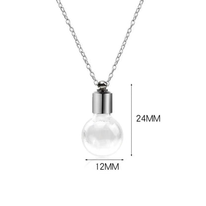 Transparent Glass Vial Necklace Wishing Bottle Dried Flower Pendant Jewellery Openable Screw Cap Steel Chain Charm Perfume Jars