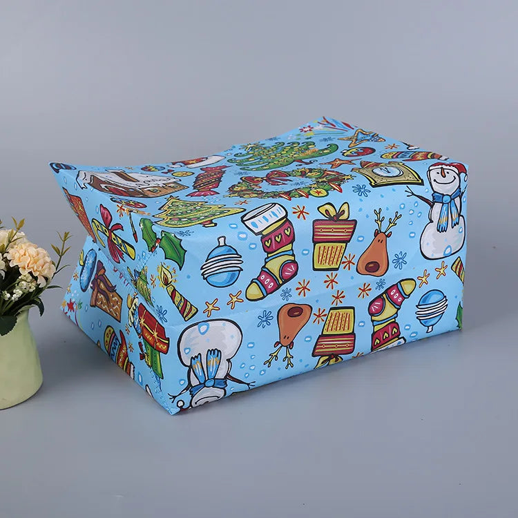 10PC New in Christmas Gift Bags Cartoon Cute Print Santa Elk Snowman Printing Non Woven Foldable Storage Handbag Party Supplies
