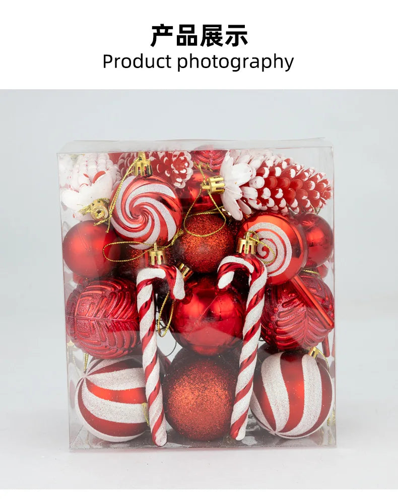 29/36/40pcs Christmas Ball Silver Red Christmas Tree Hanging Pendants Printed Special-shaped Gold Christmas Spheres 2024 New