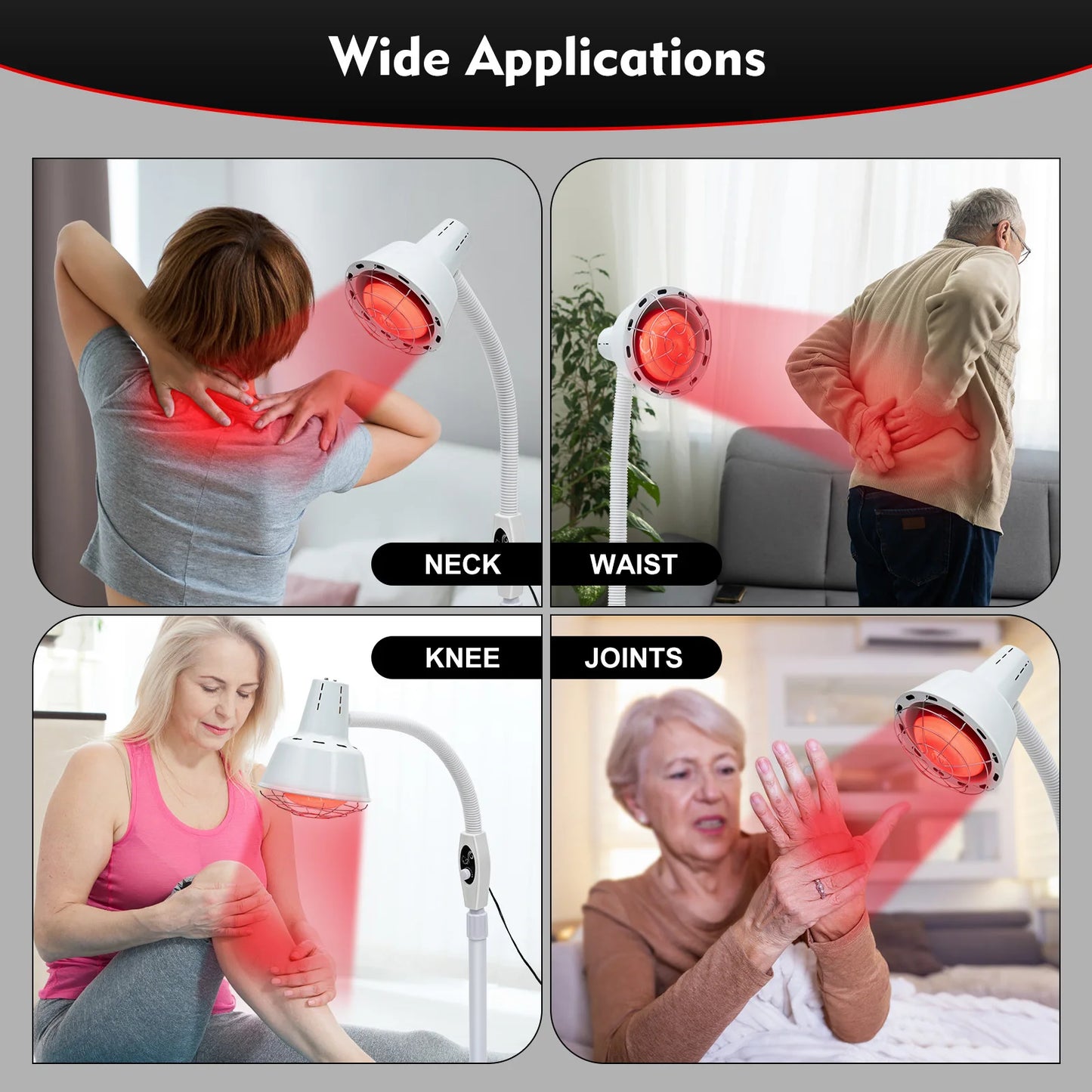 275W Infrared Heat Lamp,Therapy Lamp for Body or Pain Relief, Adjustable Floor Stand And Temperature Therapeutic Lamp