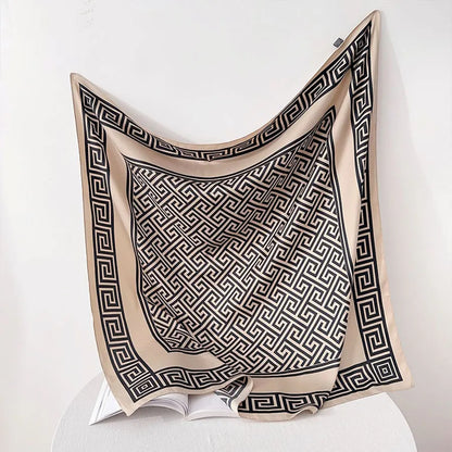 New Fashion Luxury Printing 90*90CM Women Scarf Satin Twill Square Big Shawl Elegant Headscarf Beach Sun Protection Bandana