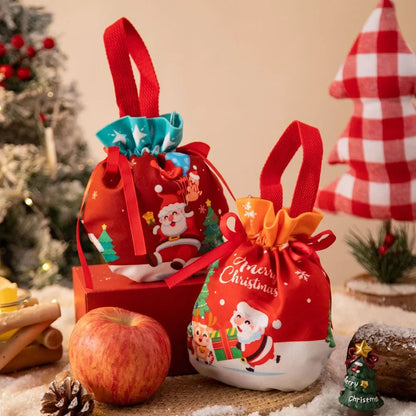 1-5Pcs Christmas Handheld Handle Drawstring Bag New Year Party Holiday Snacks Jewelry Snacks Christmas Eve Apple Storage Bag