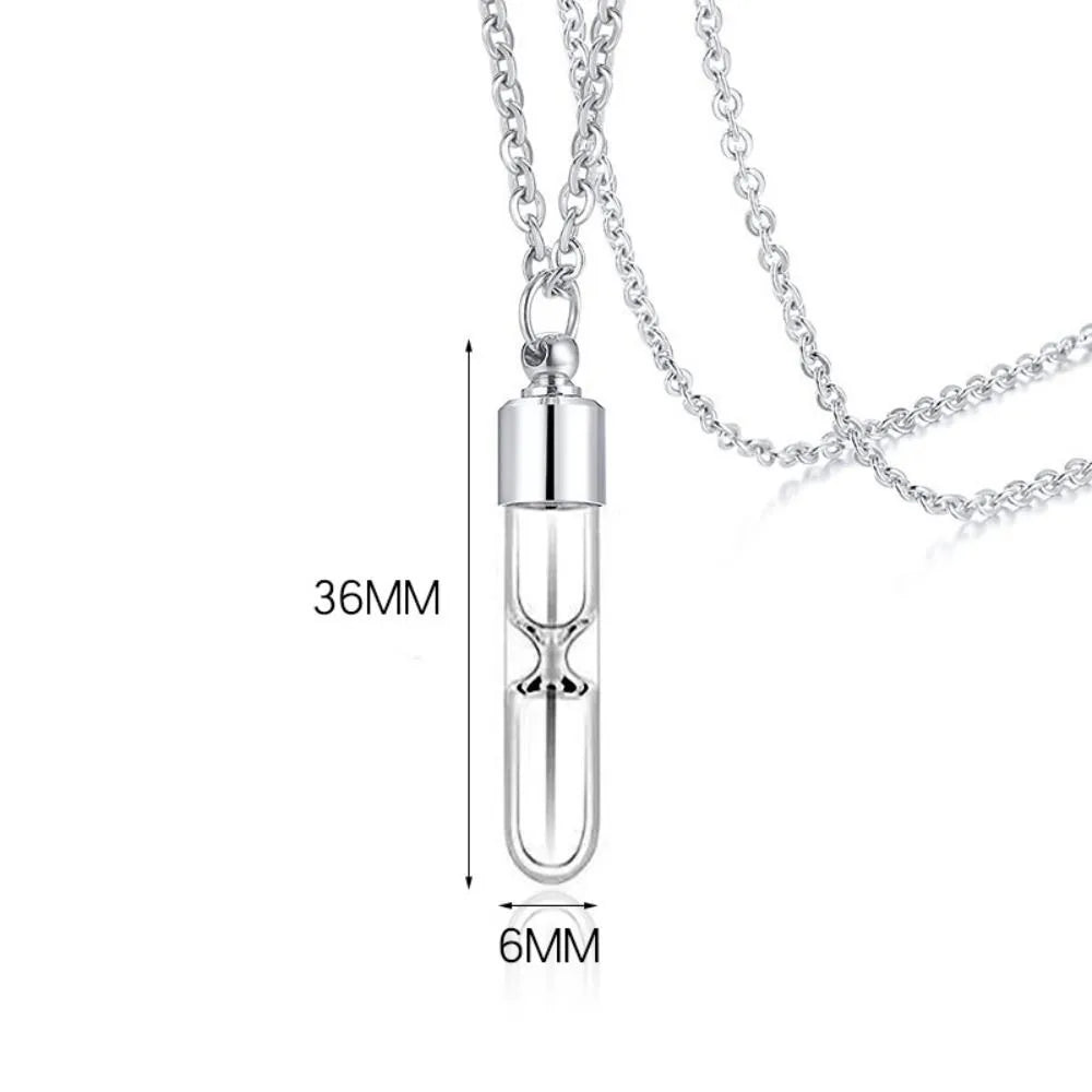 Transparent Glass Vial Necklace Wishing Bottle Dried Flower Pendant Jewellery Openable Screw Cap Steel Chain Charm Perfume Jars