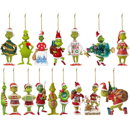 2D Acrylic Paper Christmas Tree Green Monsters Ornaments Cute Green Monsters Christmas Tree Pendants Christmas Cartoon Ornaments