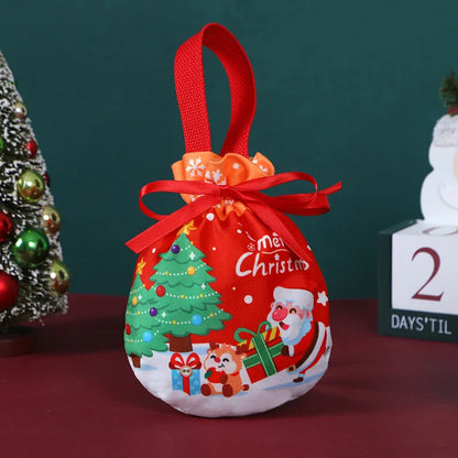 1-5Pcs Christmas Handheld Handle Drawstring Bag New Year Party Holiday Snacks Jewelry Snacks Christmas Eve Apple Storage Bag