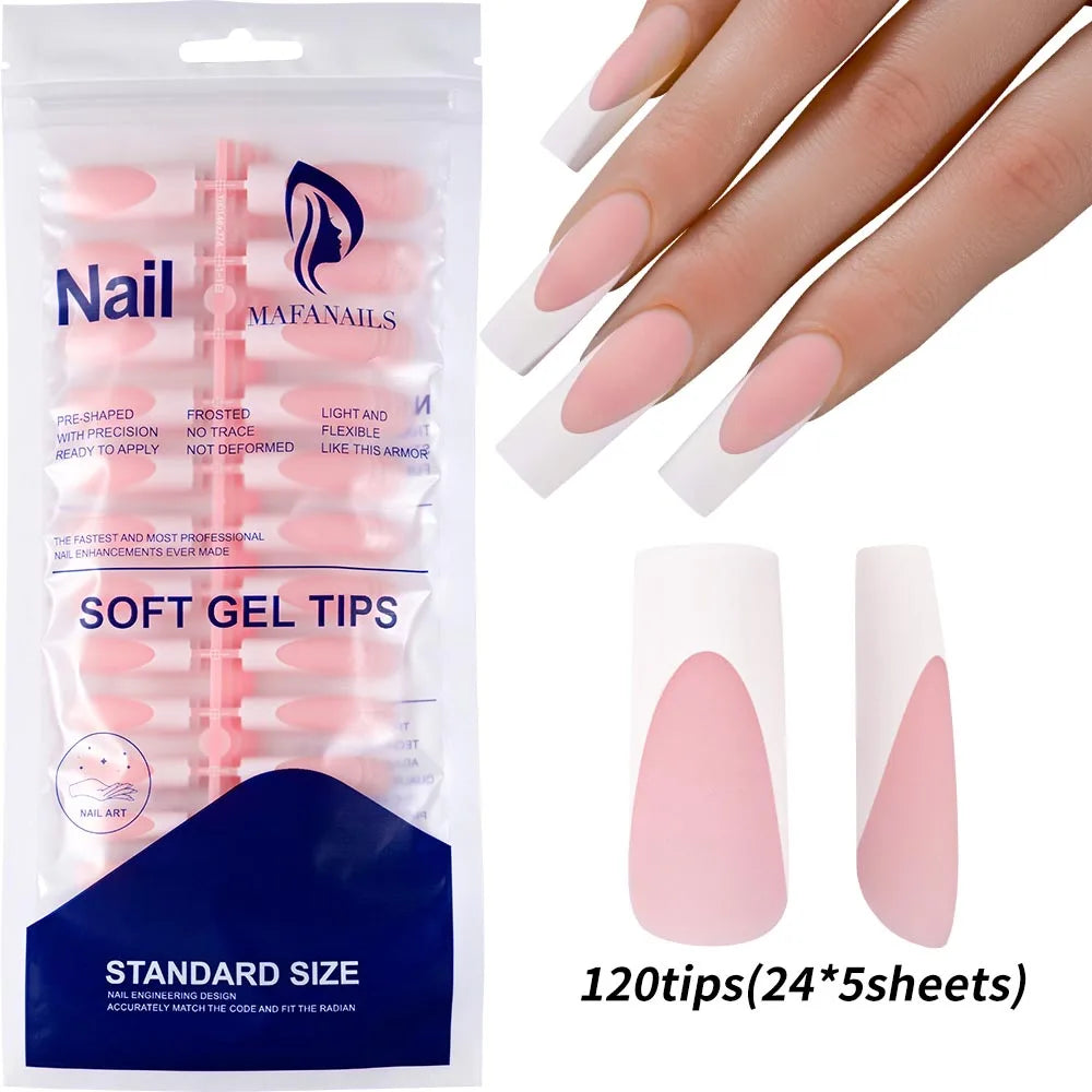240/120Pcs Colorful French Short Square False Nails Full Cover Fake Nail Tip Extension Acrylic Wearable Ballerina Press on Nails