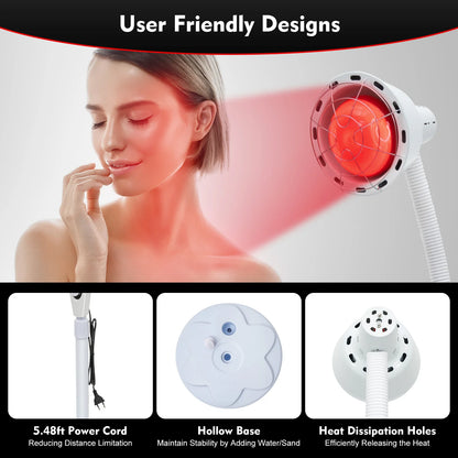 275W Infrared Heat Lamp,Therapy Lamp for Body or Pain Relief, Adjustable Floor Stand And Temperature Therapeutic Lamp