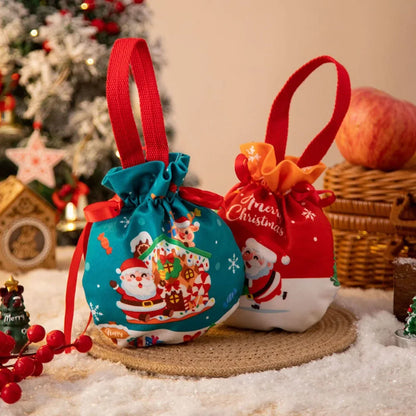 1-5Pcs Christmas Handheld Handle Drawstring Bag New Year Party Holiday Snacks Jewelry Snacks Christmas Eve Apple Storage Bag