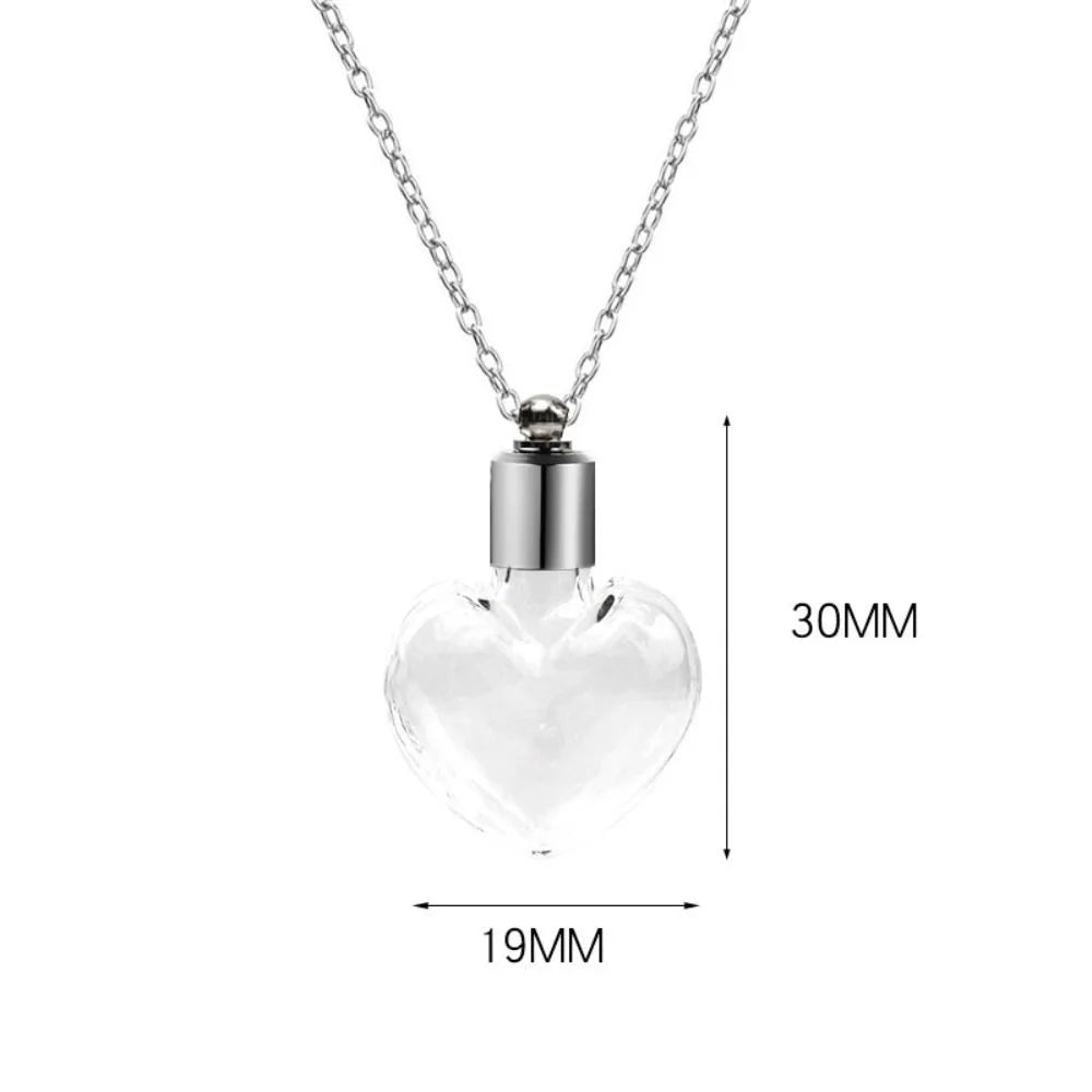 Transparent Glass Vial Necklace Wishing Bottle Dried Flower Pendant Jewellery Openable Screw Cap Steel Chain Charm Perfume Jars
