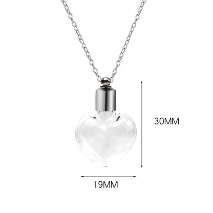 Transparent Glass Vial Necklace Wishing Bottle Dried Flower Pendant Jewellery Openable Screw Cap Steel Chain Charm Perfume Jars
