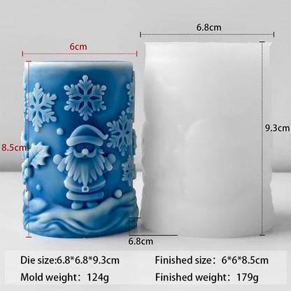 DIY Christmas Decoration Ornament Candlestick Silicone MoldSnowflake Cylindrical Aromatherapy Candle Mould for Christmas Gifts