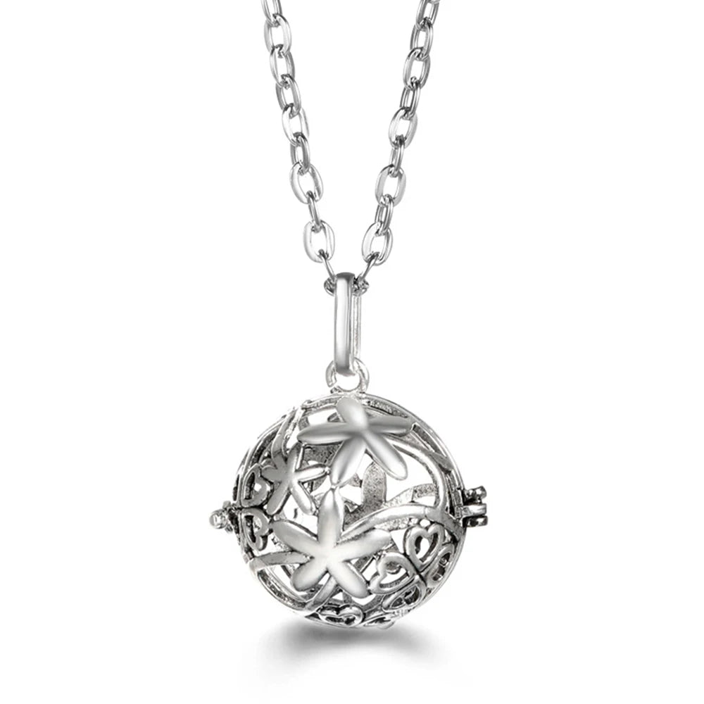 Russia Tradition Chime Exquisite Angel Wings Caller Necklace Essential Oil Diffuser Pregnant Woman Aromatherapy Pendant Jewelry