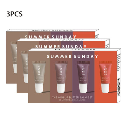 4 Pcs Summer Fridays Mini Lip Butter Balm Set Moisturizing Vanilla Beige Brown Sugar Makeup Fast Ship Gift Kit