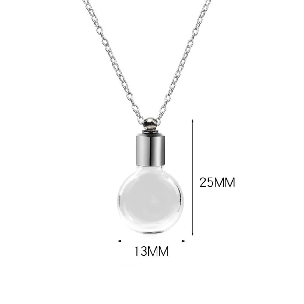 Transparent Glass Vial Necklace Wishing Bottle Dried Flower Pendant Jewellery Openable Screw Cap Steel Chain Charm Perfume Jars