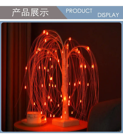 LED Night Light 16 Color Weeping Willow Tabletop Lamp Bedroom Bedside Party Wedding Christmas Office Decor Gift Fairy Tree Light