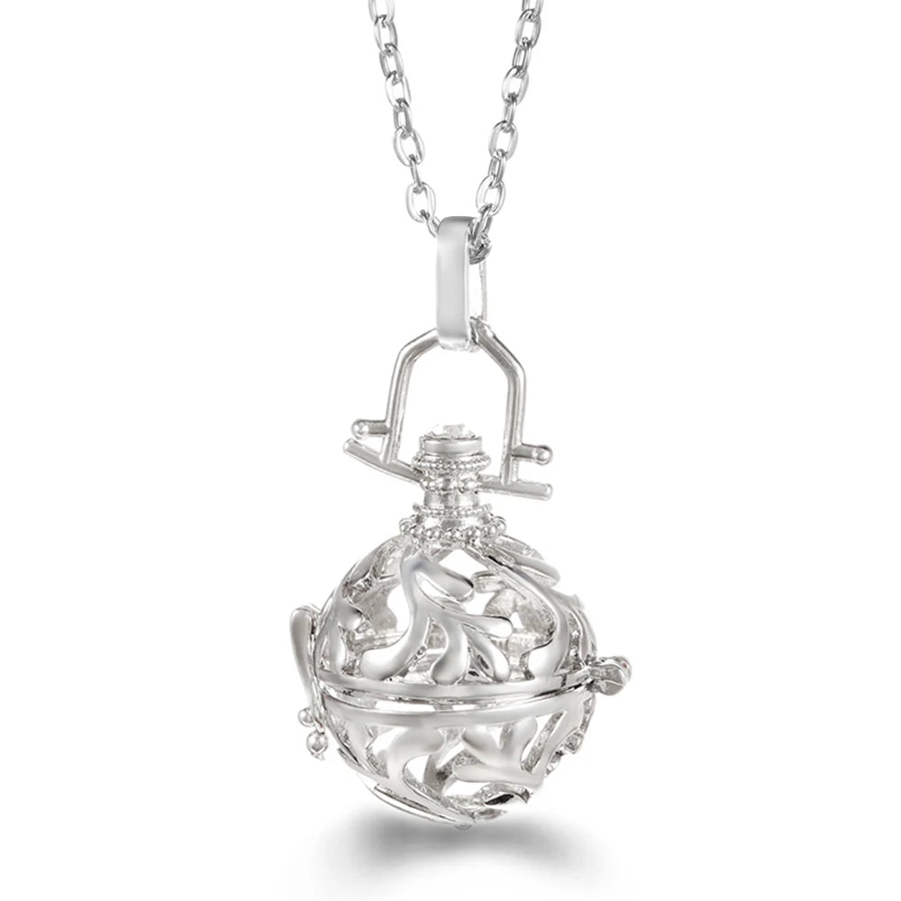 Russia Tradition Chime Exquisite Angel Wings Caller Necklace Essential Oil Diffuser Pregnant Woman Aromatherapy Pendant Jewelry