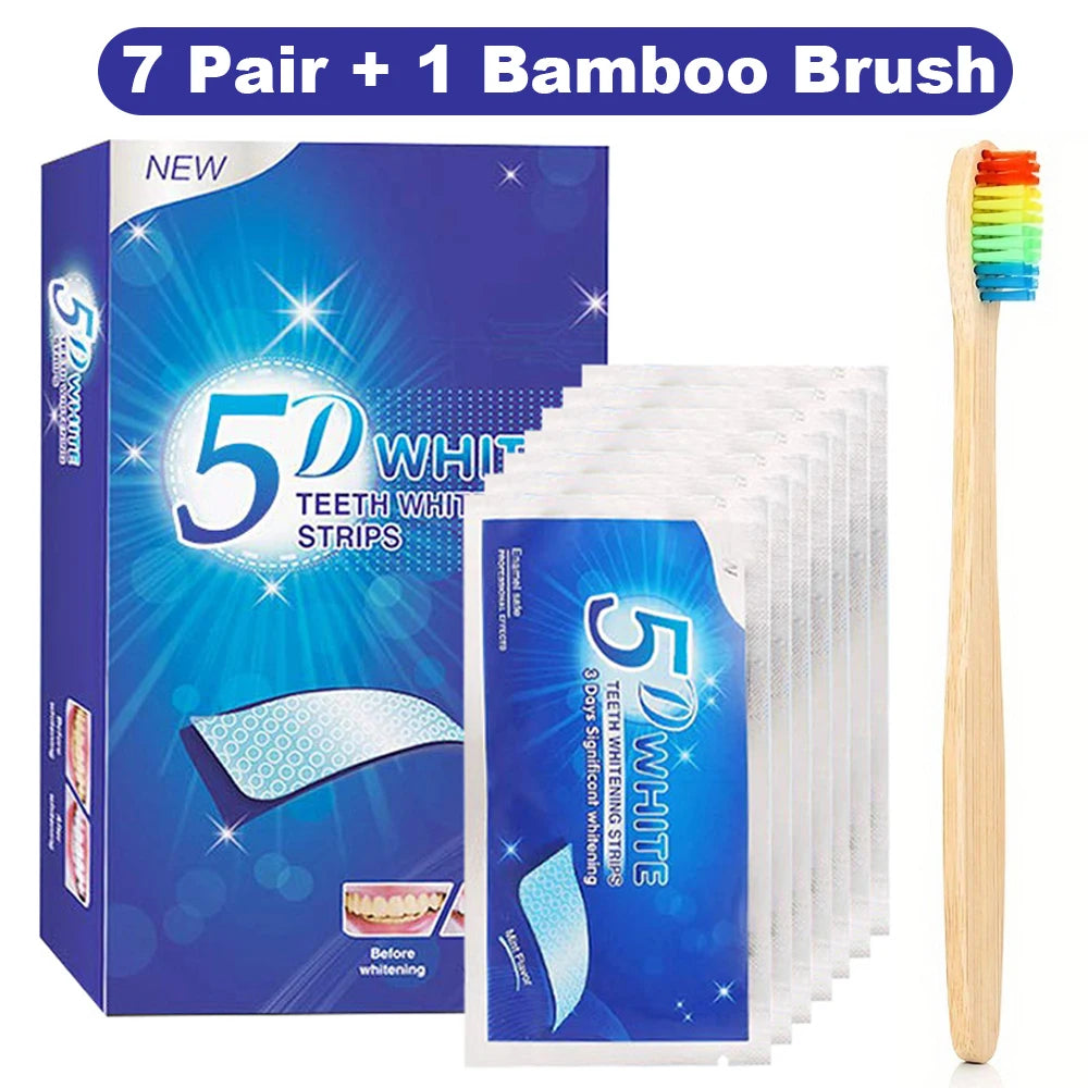 5D Teeth Whitening Strip 7/14/21/28 Pair Whiter Strips for Removing Smoking Coffee Stain, Effective Home Use Tooth Whitening Kit