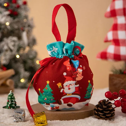 1-5Pcs Christmas Handheld Handle Drawstring Bag New Year Party Holiday Snacks Jewelry Snacks Christmas Eve Apple Storage Bag