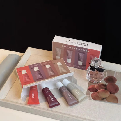 4 Pcs Summer Fridays Mini Lip Butter Balm Set Moisturizing Vanilla Beige Brown Sugar Makeup Fast Ship Gift Kit