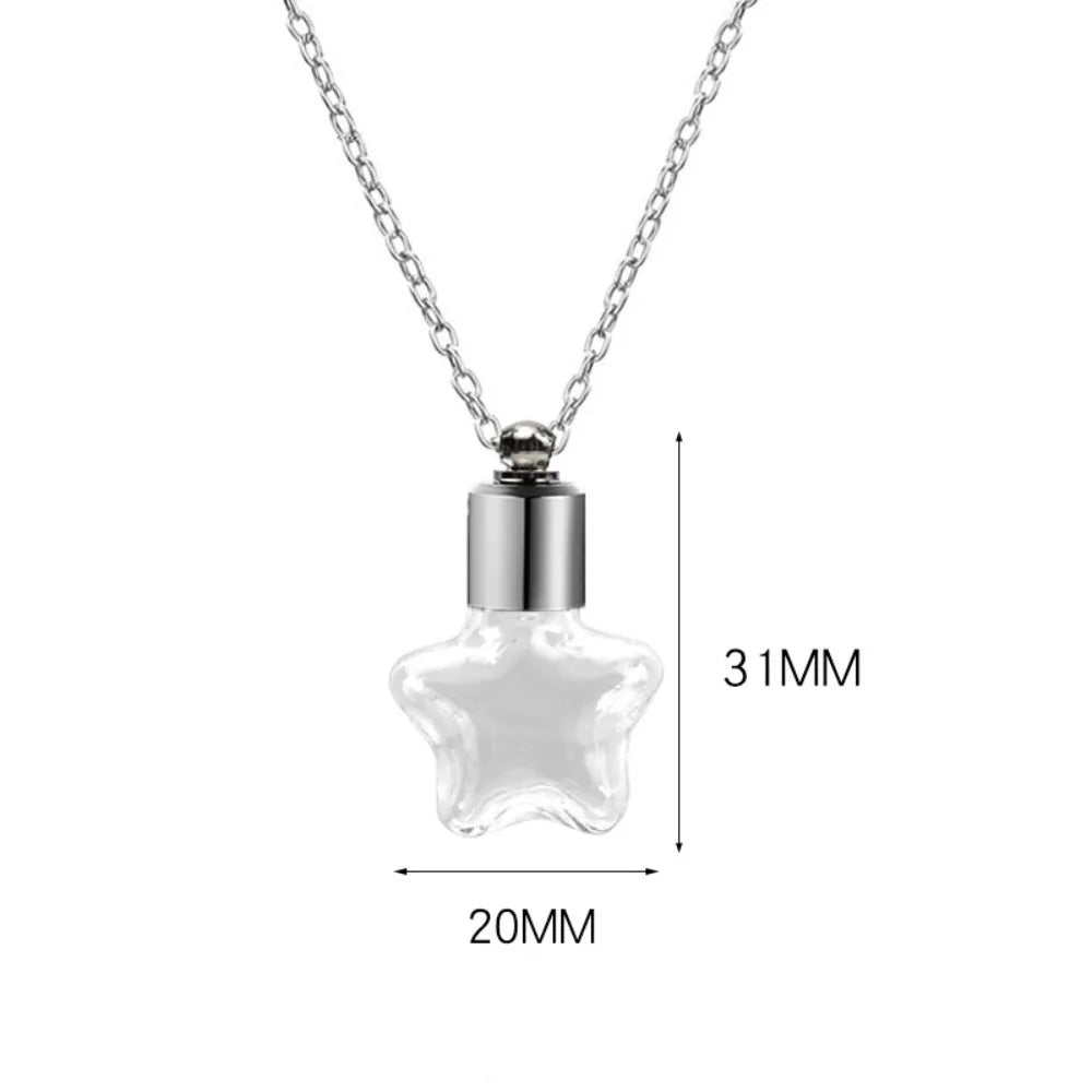 Transparent Glass Vial Necklace Wishing Bottle Dried Flower Pendant Jewellery Openable Screw Cap Steel Chain Charm Perfume Jars
