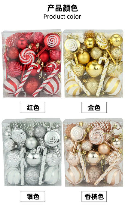 29/36/40pcs Christmas Ball Silver Red Christmas Tree Hanging Pendants Printed Special-shaped Gold Christmas Spheres 2024 New