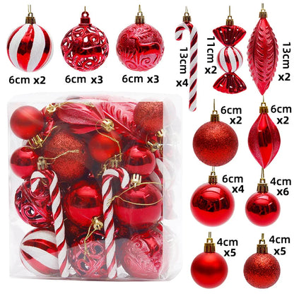 29/36/40pcs Christmas Ball Silver Red Christmas Tree Hanging Pendants Printed Special-shaped Gold Christmas Spheres 2024 New