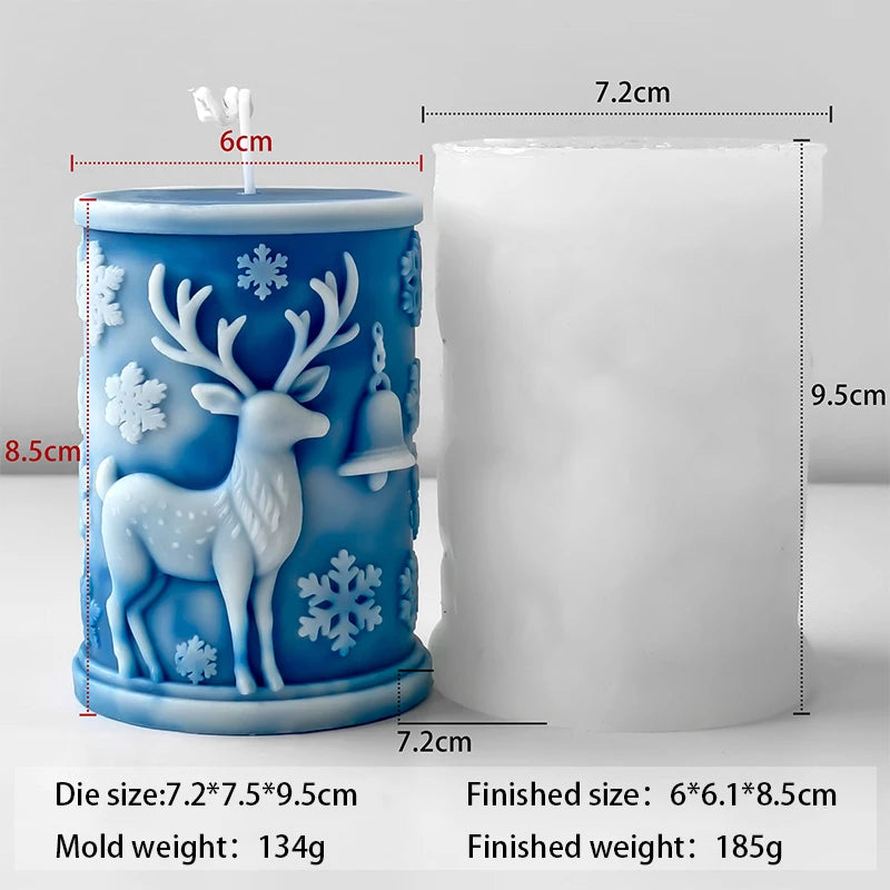 DIY Christmas Decoration Ornament Candlestick Silicone MoldSnowflake Cylindrical Aromatherapy Candle Mould for Christmas Gifts