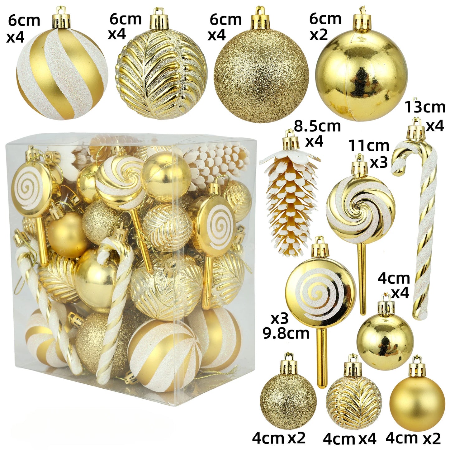 29/36/40pcs Christmas Ball Silver Red Christmas Tree Hanging Pendants Printed Special-shaped Gold Christmas Spheres 2024 New