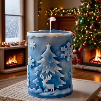 DIY Christmas Decoration Ornament Candlestick Silicone MoldSnowflake Cylindrical Aromatherapy Candle Mould for Christmas Gifts