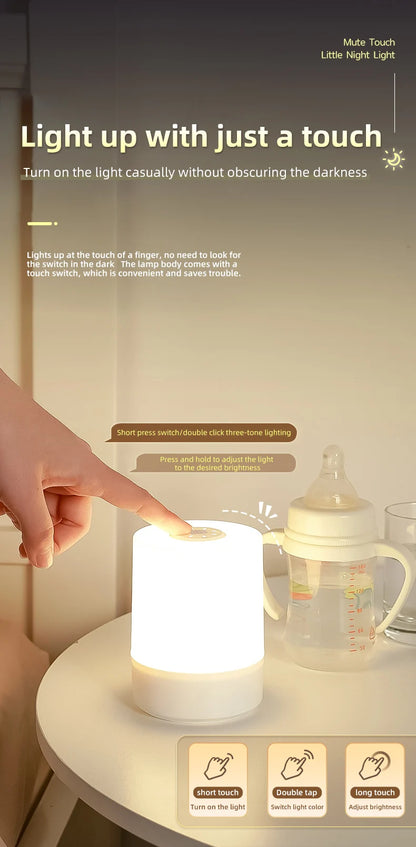 Night Lamp USB LED Table With Switch Rechargeable Three Colors Lights For Kitchen Hallway Closet Bedroom Home Touch Night Light