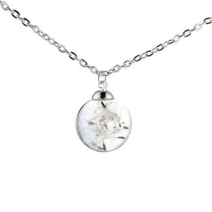 Transparent Glass Vial Necklace Wishing Bottle Dried Flower Pendant Jewellery Openable Screw Cap Steel Chain Charm Perfume Jars