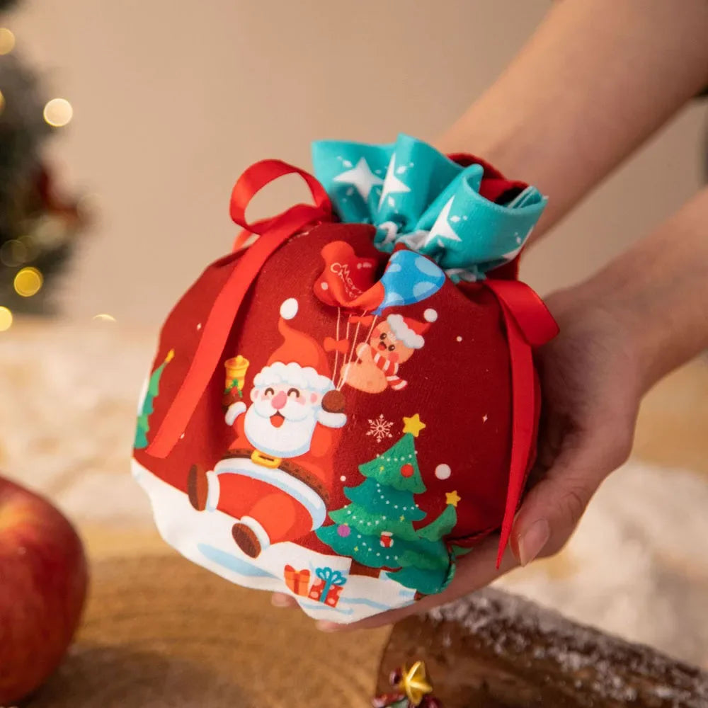 1-5Pcs Christmas Handheld Handle Drawstring Bag New Year Party Holiday Snacks Jewelry Snacks Christmas Eve Apple Storage Bag