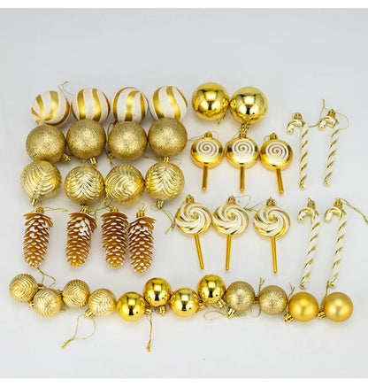 29/36/40pcs Christmas Ball Silver Red Christmas Tree Hanging Pendants Printed Special-shaped Gold Christmas Spheres 2024 New