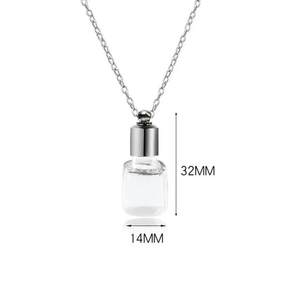 Transparent Glass Vial Necklace Wishing Bottle Dried Flower Pendant Jewellery Openable Screw Cap Steel Chain Charm Perfume Jars