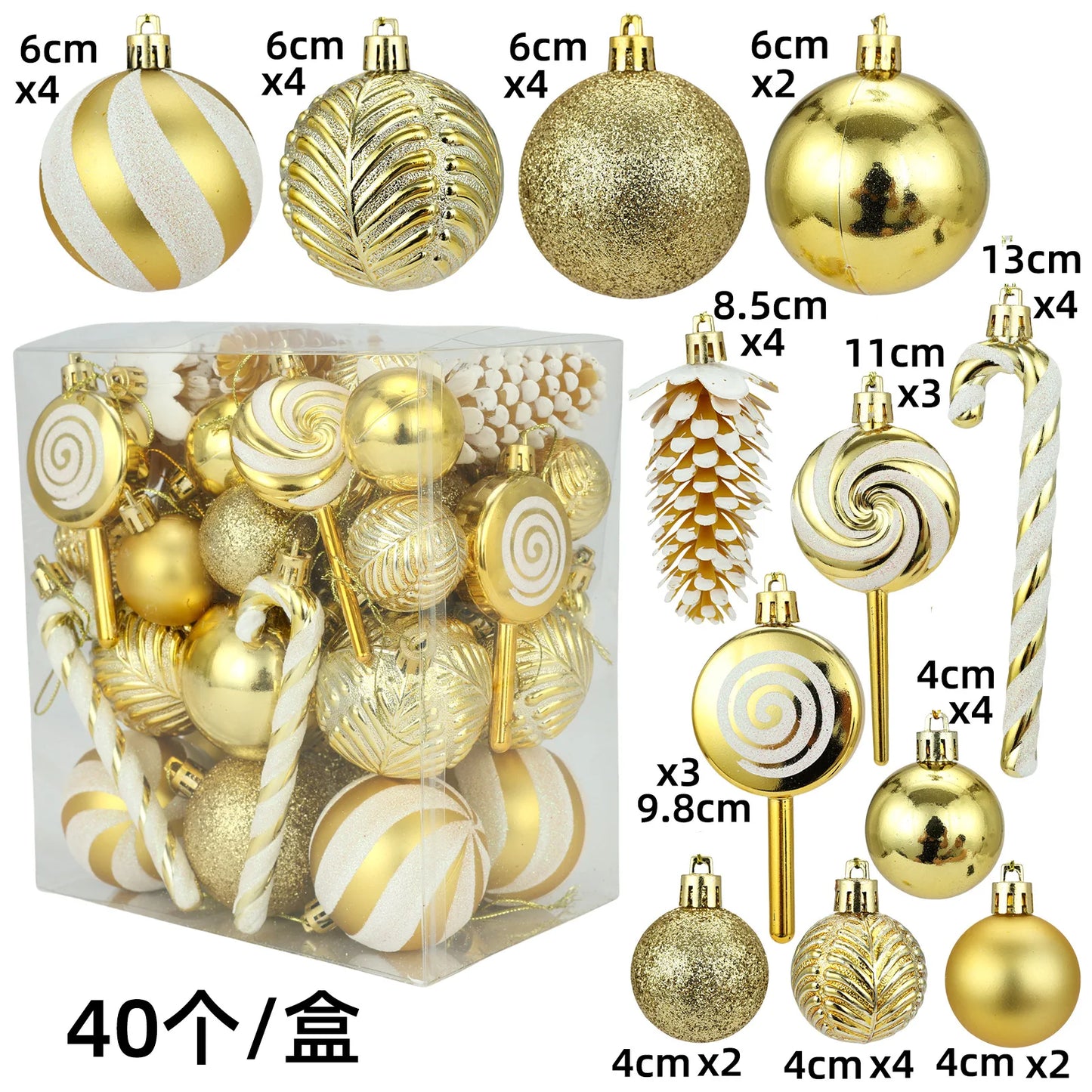 29/36/40pcs Christmas Ball Silver Red Christmas Tree Hanging Pendants Printed Special-shaped Gold Christmas Spheres 2024 New