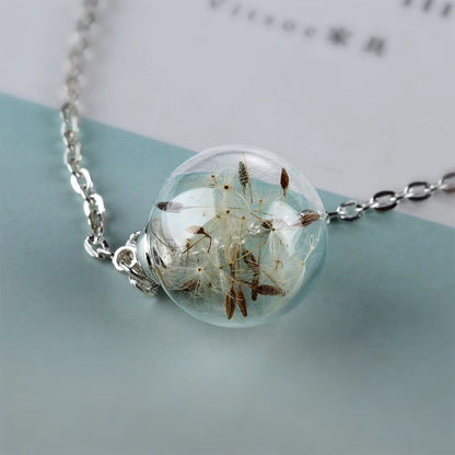 Transparent Glass Vial Necklace Wishing Bottle Dried Flower Pendant Jewellery Openable Screw Cap Steel Chain Charm Perfume Jars