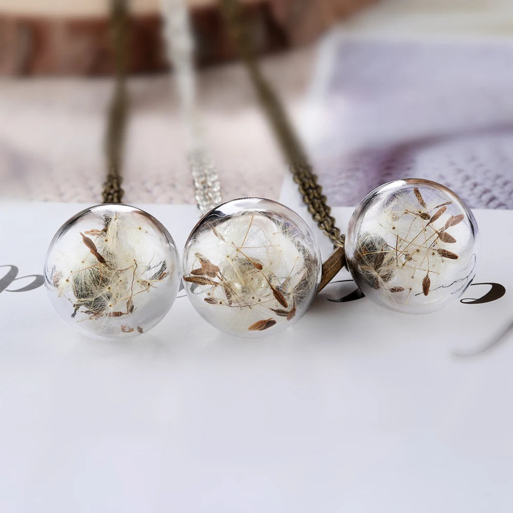 Transparent Glass Vial Necklace Wishing Bottle Dried Flower Pendant Jewellery Openable Screw Cap Steel Chain Charm Perfume Jars