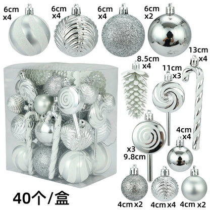 29/36/40pcs Christmas Ball Silver Red Christmas Tree Hanging Pendants Printed Special-shaped Gold Christmas Spheres 2024 New