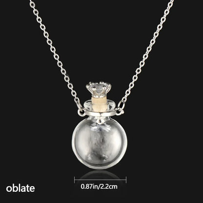 Transparent Glass Vial Necklace Wishing Bottle Dried Flower Pendant Jewellery Openable Screw Cap Steel Chain Charm Perfume Jars