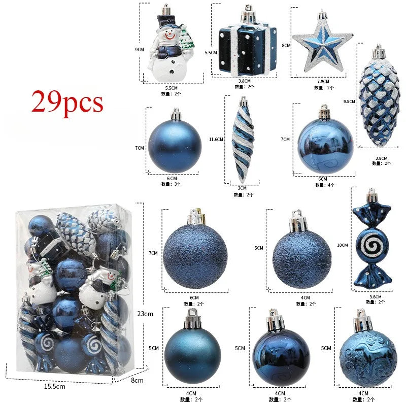 29/36/40pcs Christmas Ball Silver Red Christmas Tree Hanging Pendants Printed Special-shaped Gold Christmas Spheres 2024 New